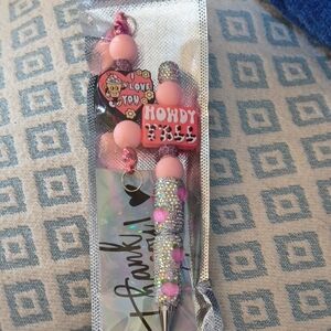 Charming Pink and Silver Beaded Pen